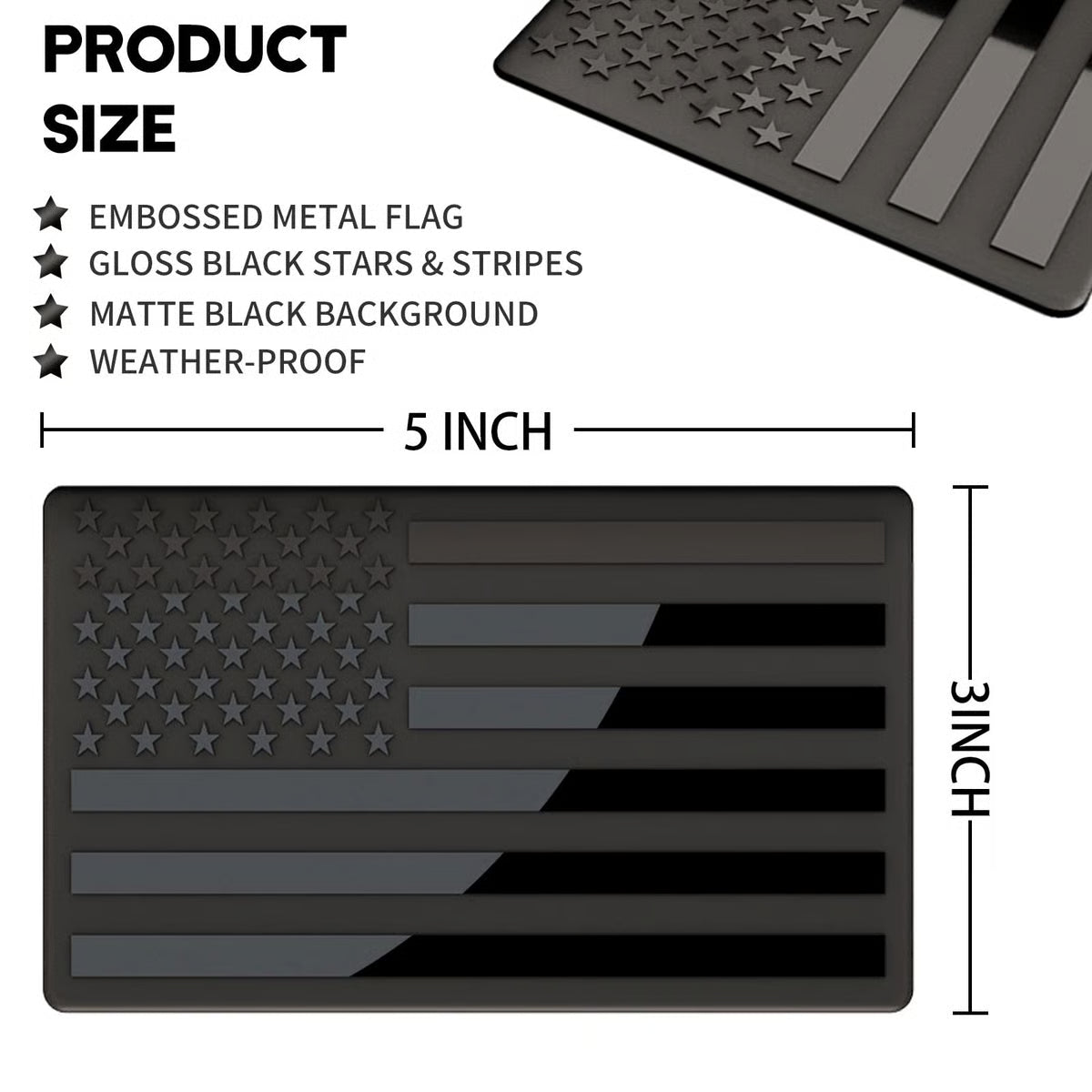 Jazwares® 3D American Flag Emblem Decal - Aluminum Alloy Material (Not Plastic)