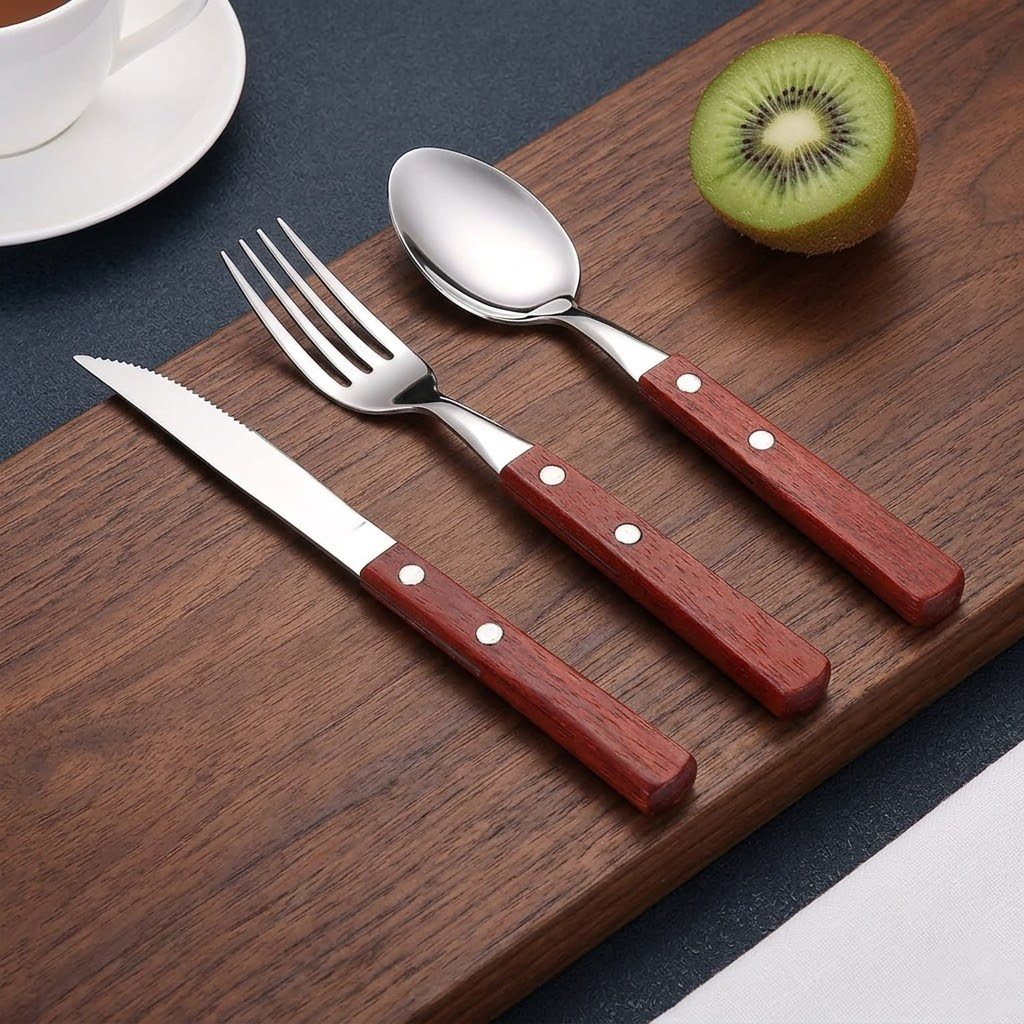 Navopalo Modern 3-Piece Travel Cutlery Set - High-Grade Stainless Steel Portable Utensils with Slim Storage Case, Reusable & Sustainable